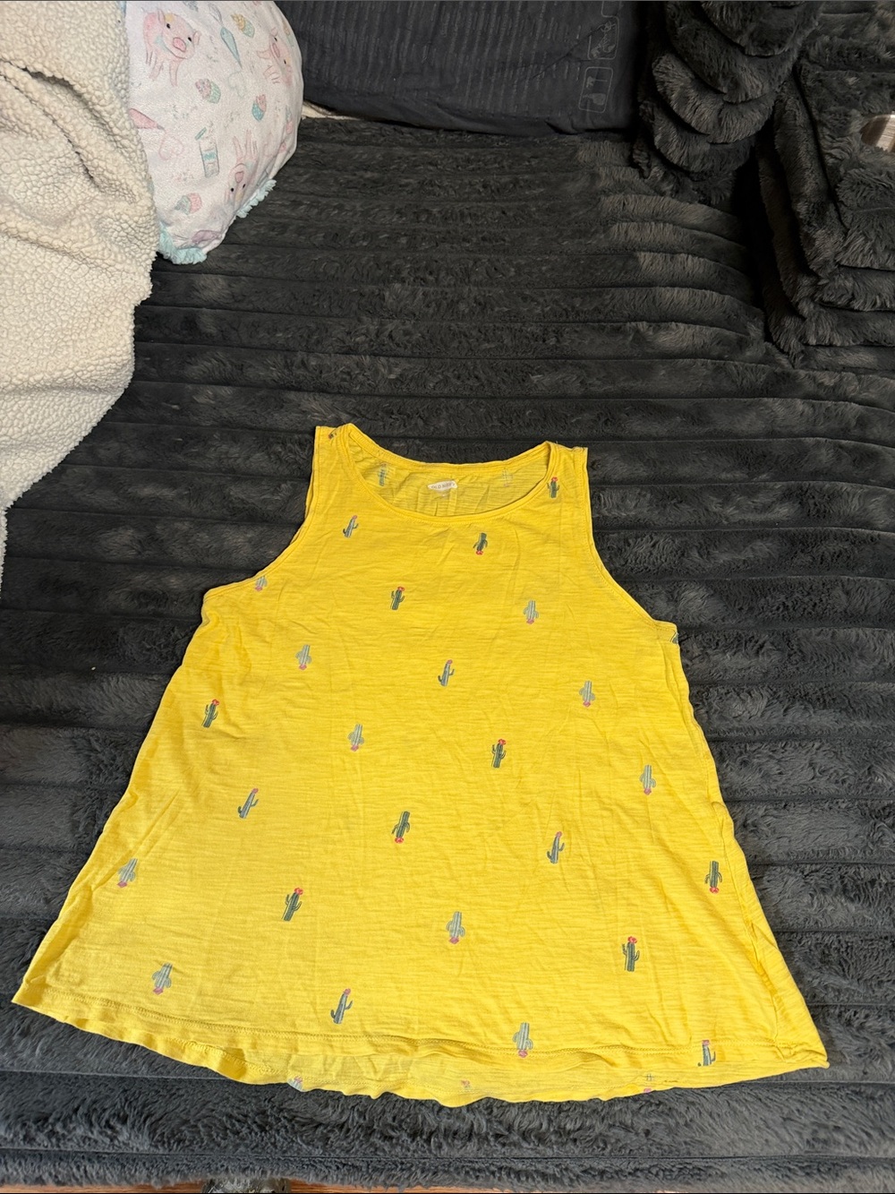 Old Navy Yellow Tank Top with Cactus Embroidery
